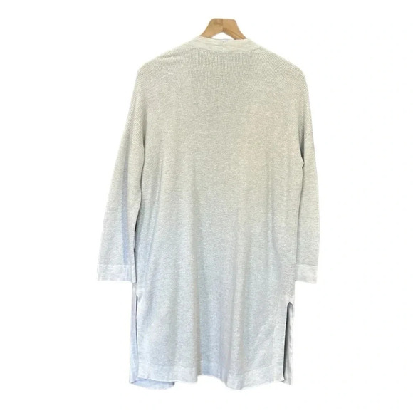 Eileen Fisher Long Organic Cotton Blend Lightweight Open Front Cardigan Gray - Picture 3 of 10